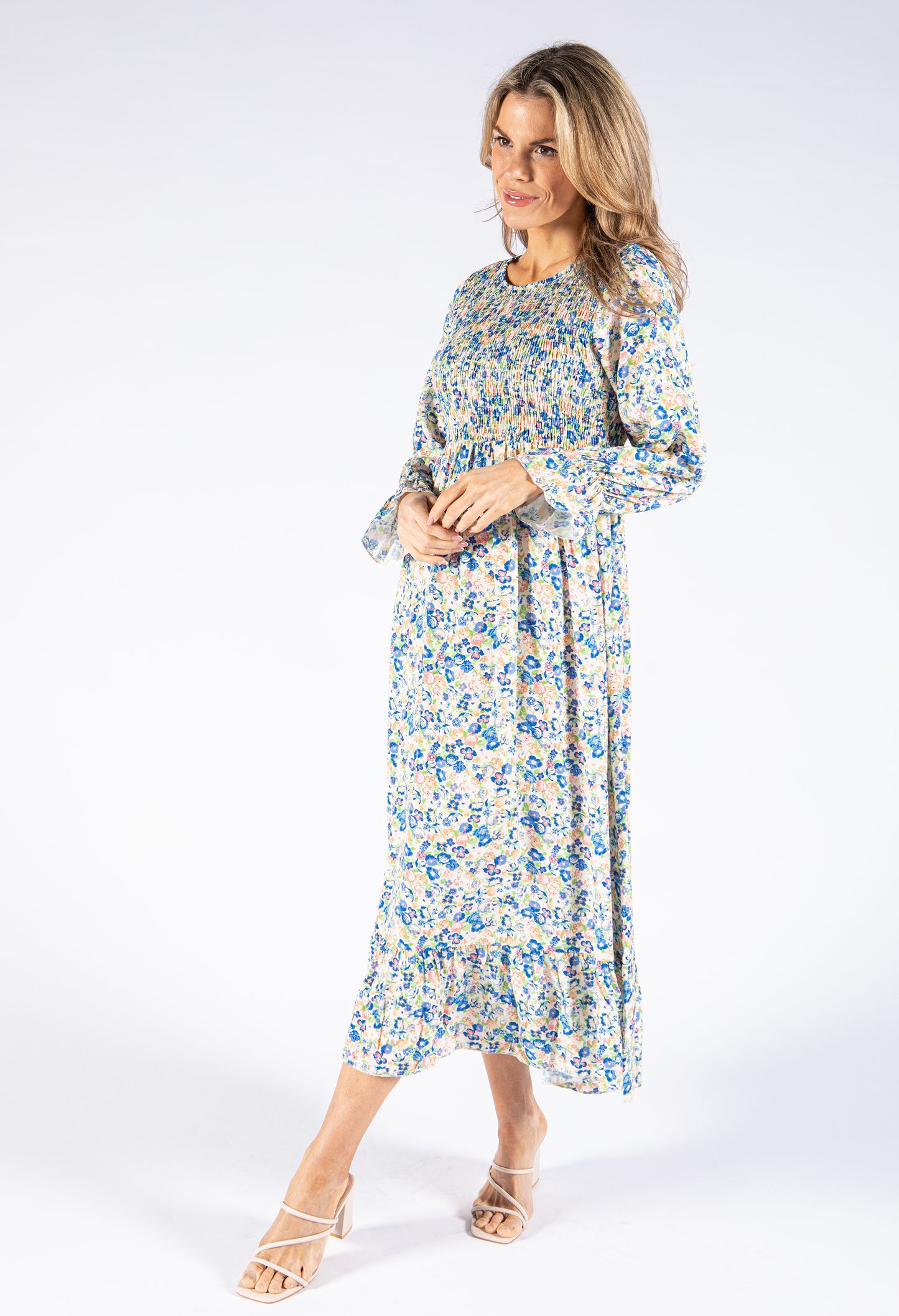 Smocking Floral Maxi Dress