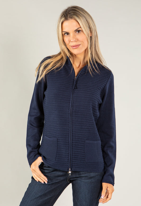 Zip Knit Ribbed Cardigan