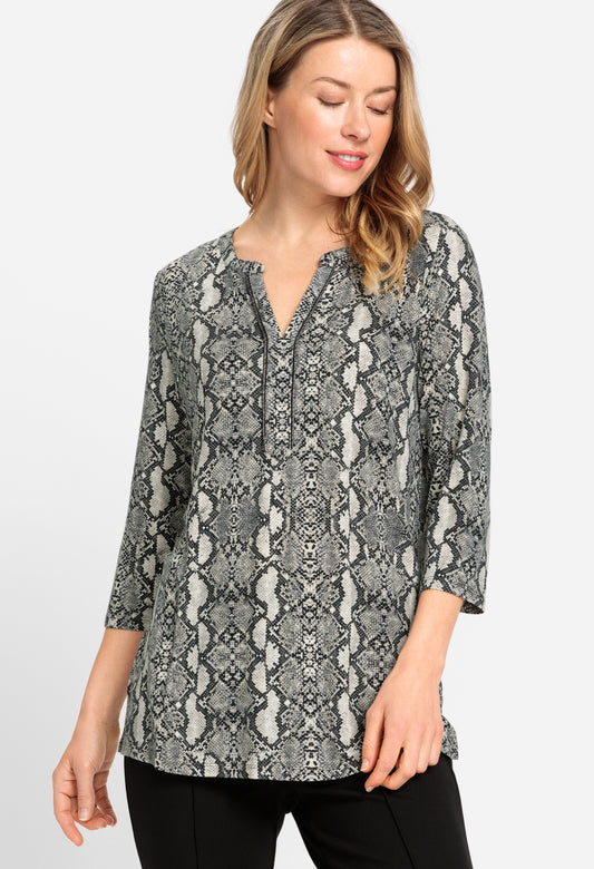 Snake Print V Neck Top