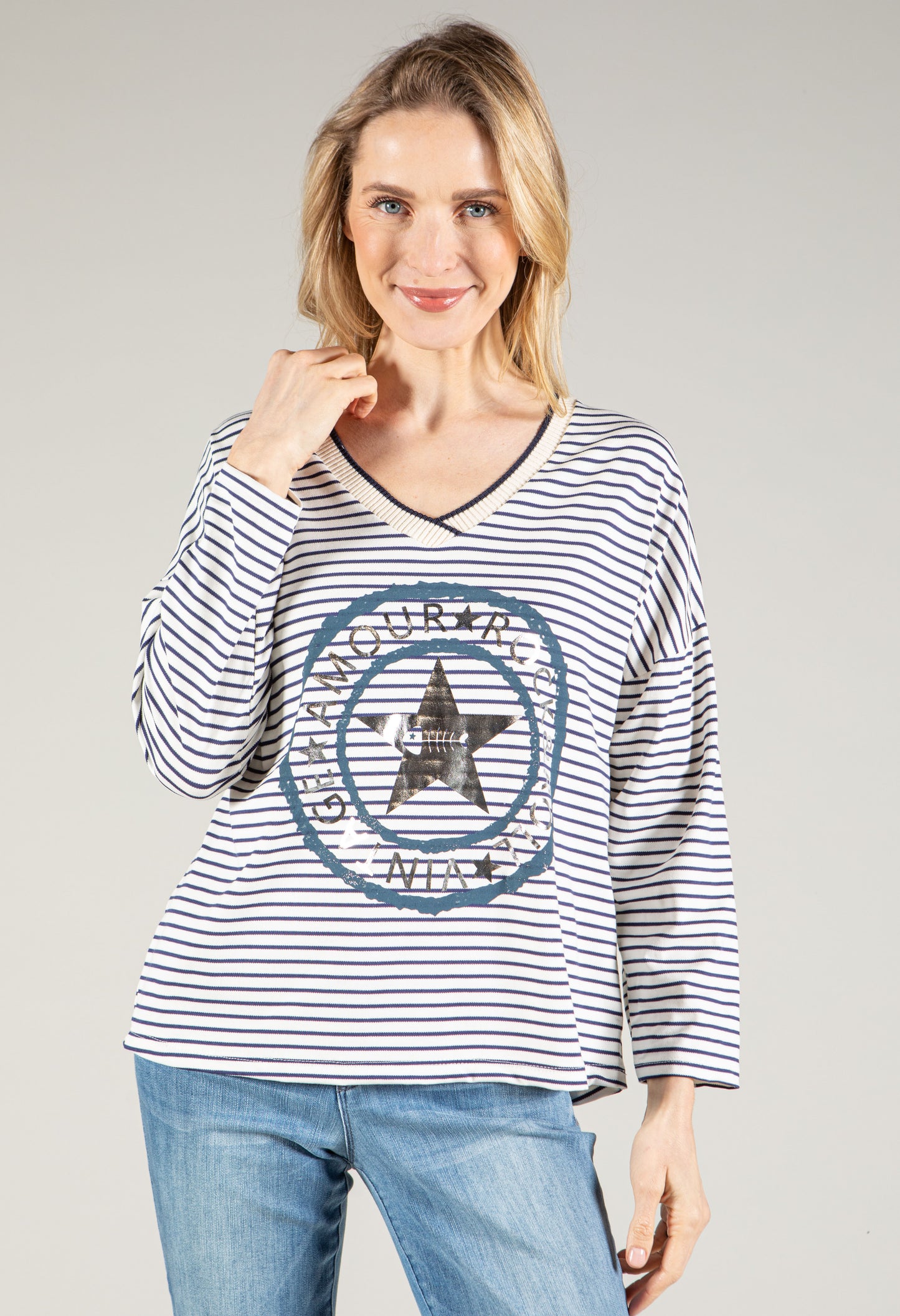 Striped Graphic Pullover