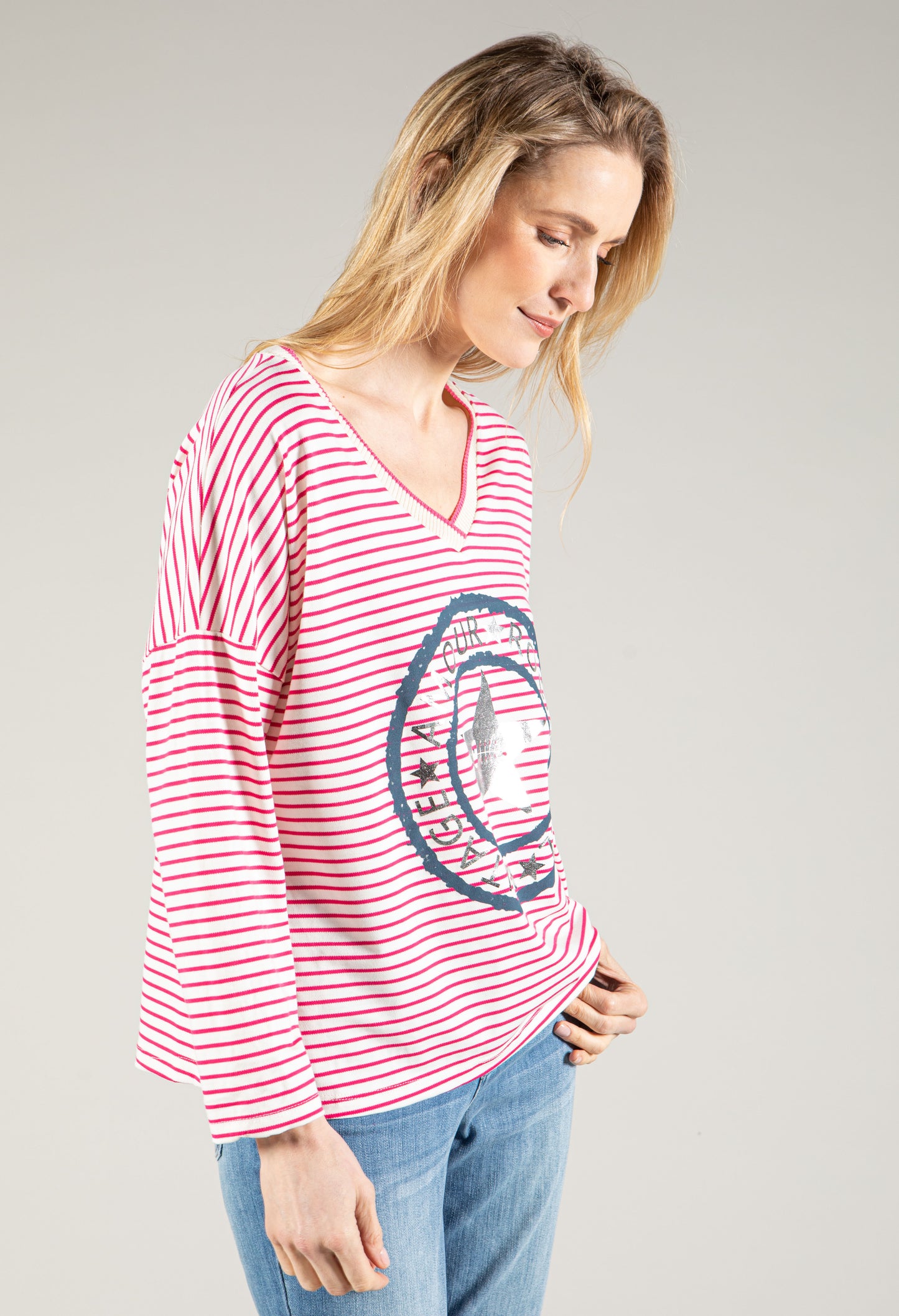 Striped Graphic Pullover