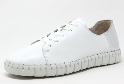 Leather Trainer with Metallic Heel