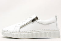 Metallic Side Zip Leather Trainer