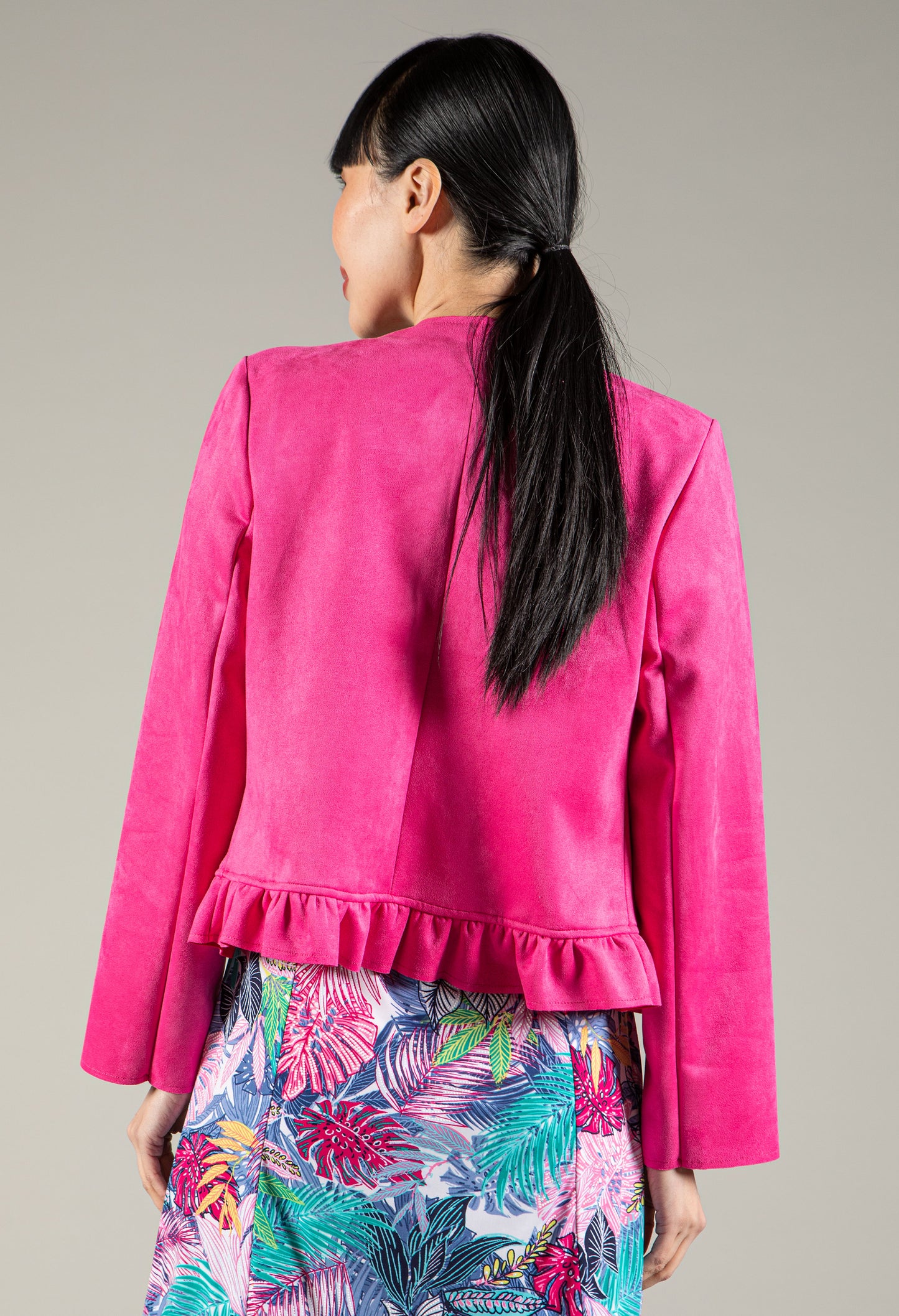 Suedette Peplum Hem Jacket