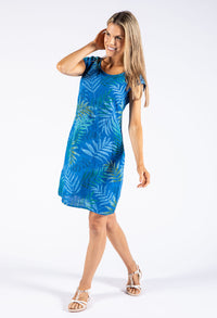 Palm Print Linen Dress