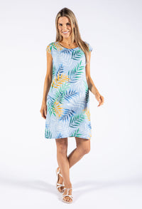 Palm Print Linen Dress