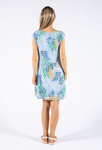 Palm Print Linen Dress