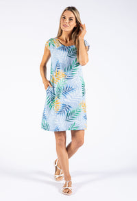 Palm Print Linen Dress