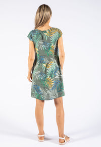 Palm Print Linen Dress