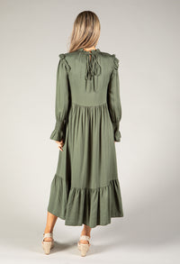 Smocking Detail Long Sleeve Dress