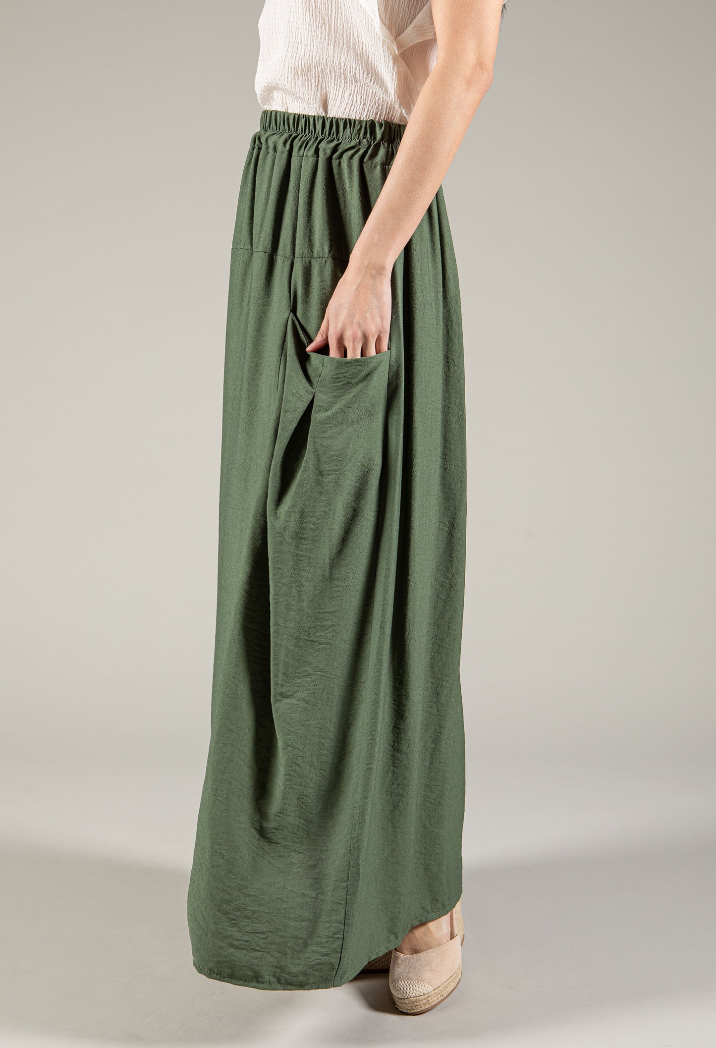 Crinkle Effect Maxi Skirt