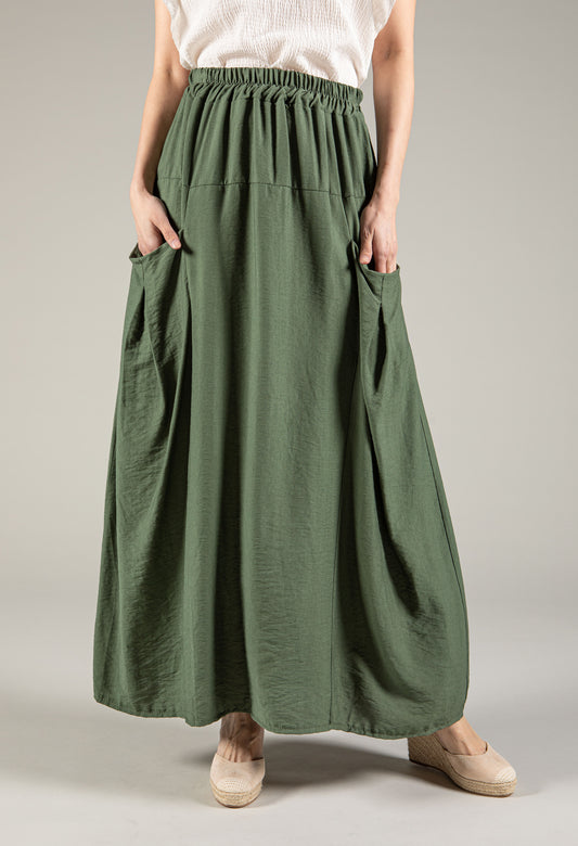 Crinkle Effect Maxi Skirt