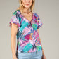 Tropical V Neck Top