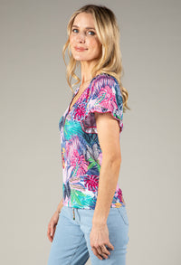 Tropical V Neck Top