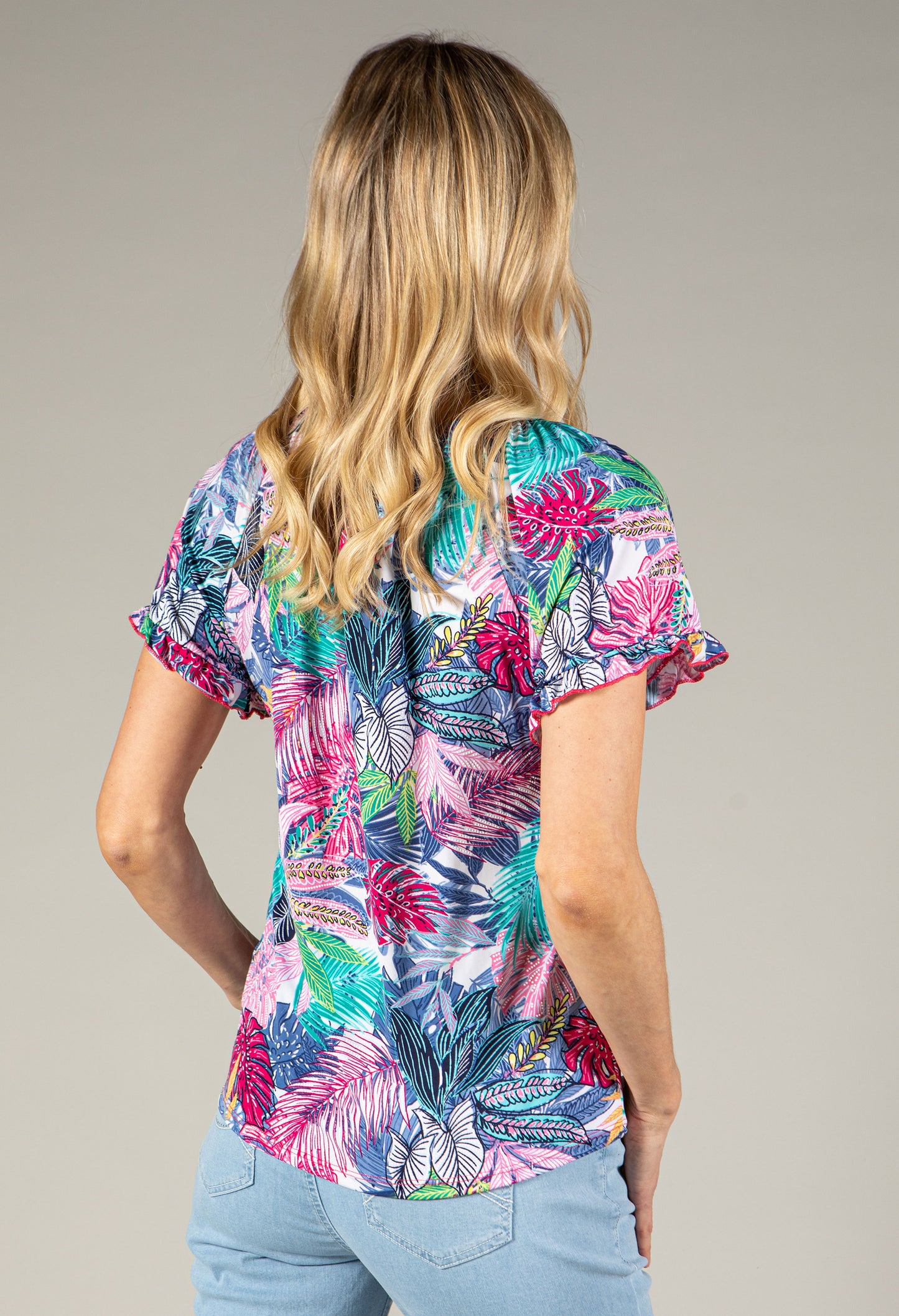 Tropical V Neck Top