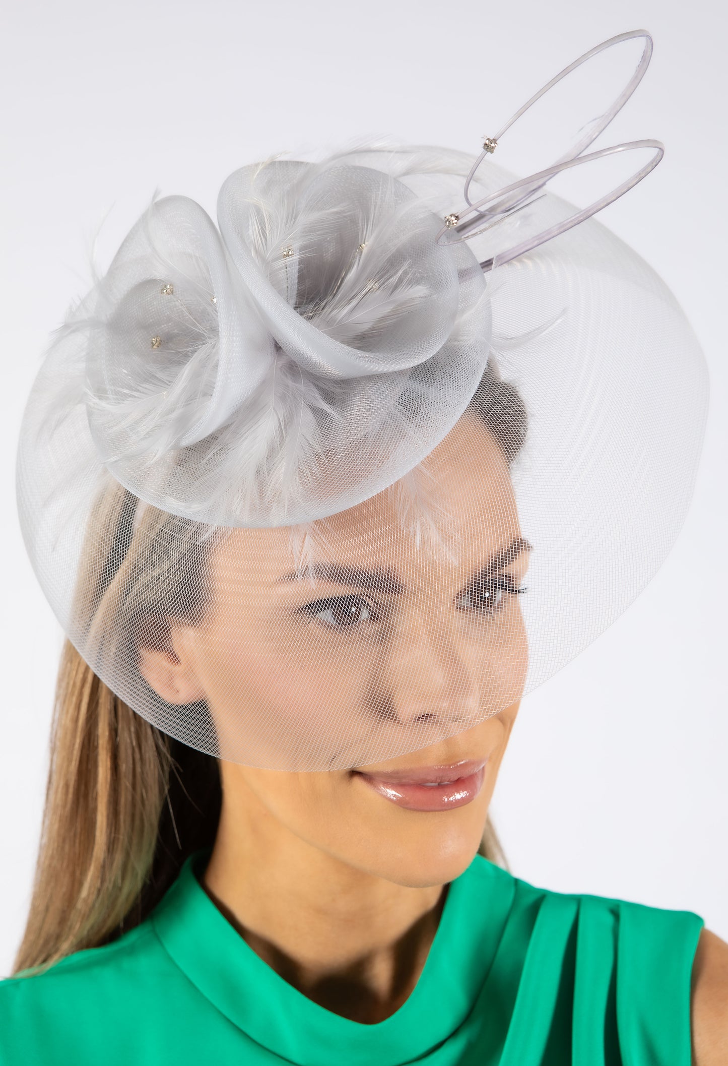 Feather and Diamante Detail Fascinator