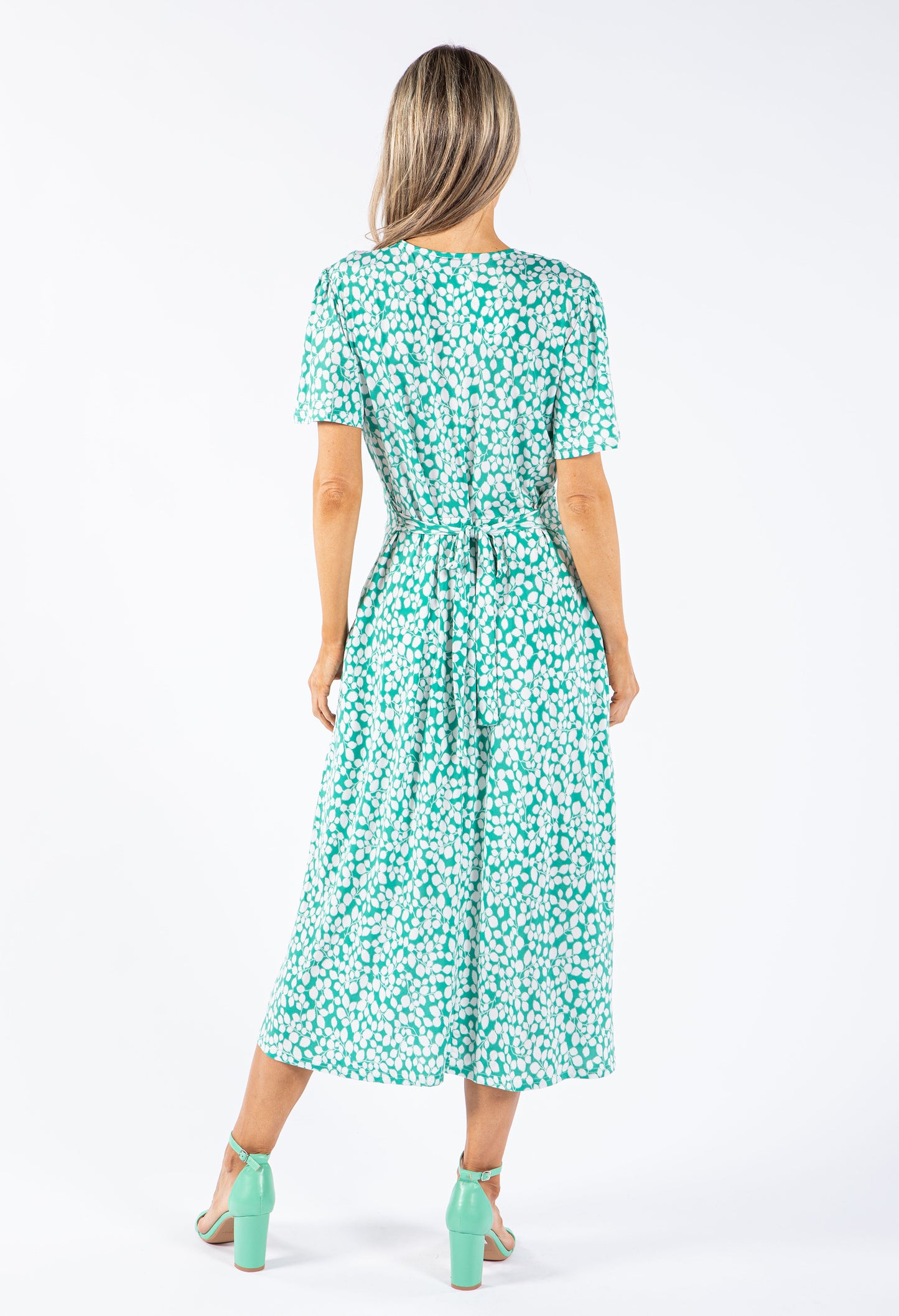 Leaf Print V Neckline Dress