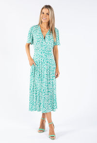 Leaf Print V Neckline Dress