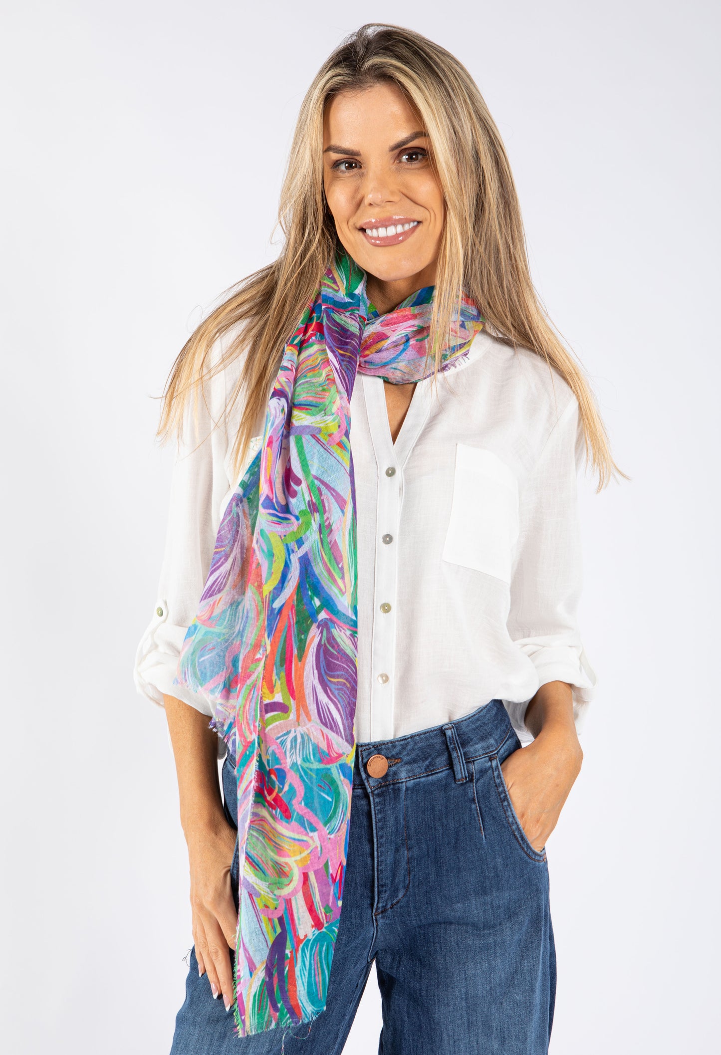 Abstract Leaf Print Scarf