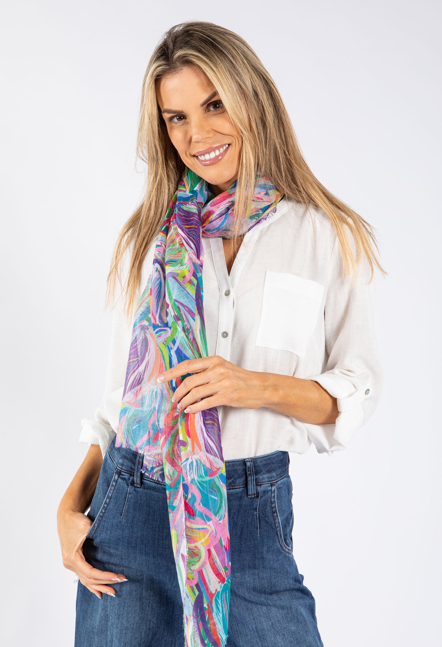 Abstract Leaf Print Scarf