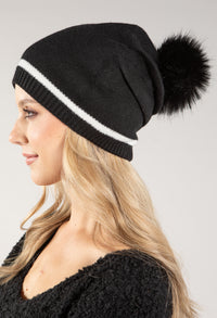 Contrast Stripe Bobble Hat