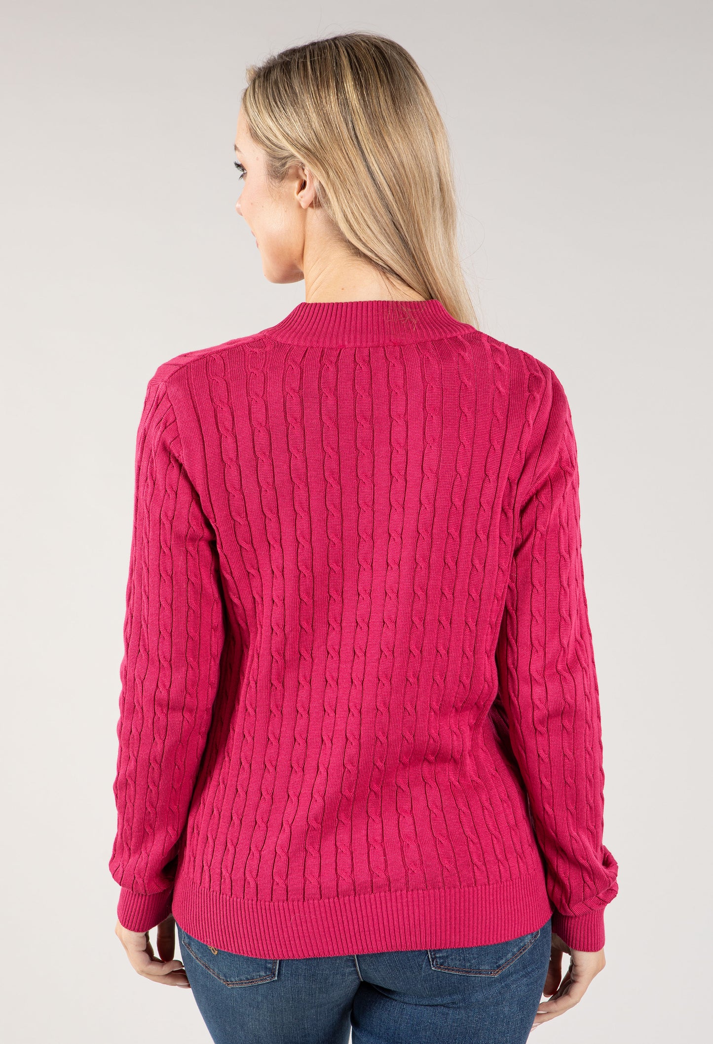 Cable Knit Zip Up Sweater