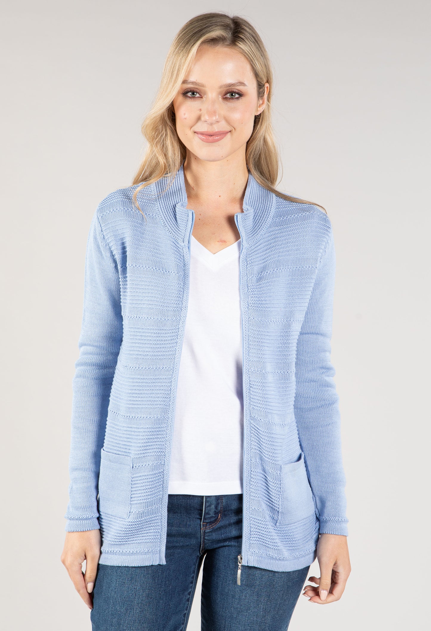 Ribbed Zip Up Cardigan