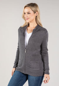 Ribbed Zip Up Cardigan