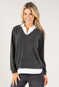 Two in One Super Soft V Neck Pullover