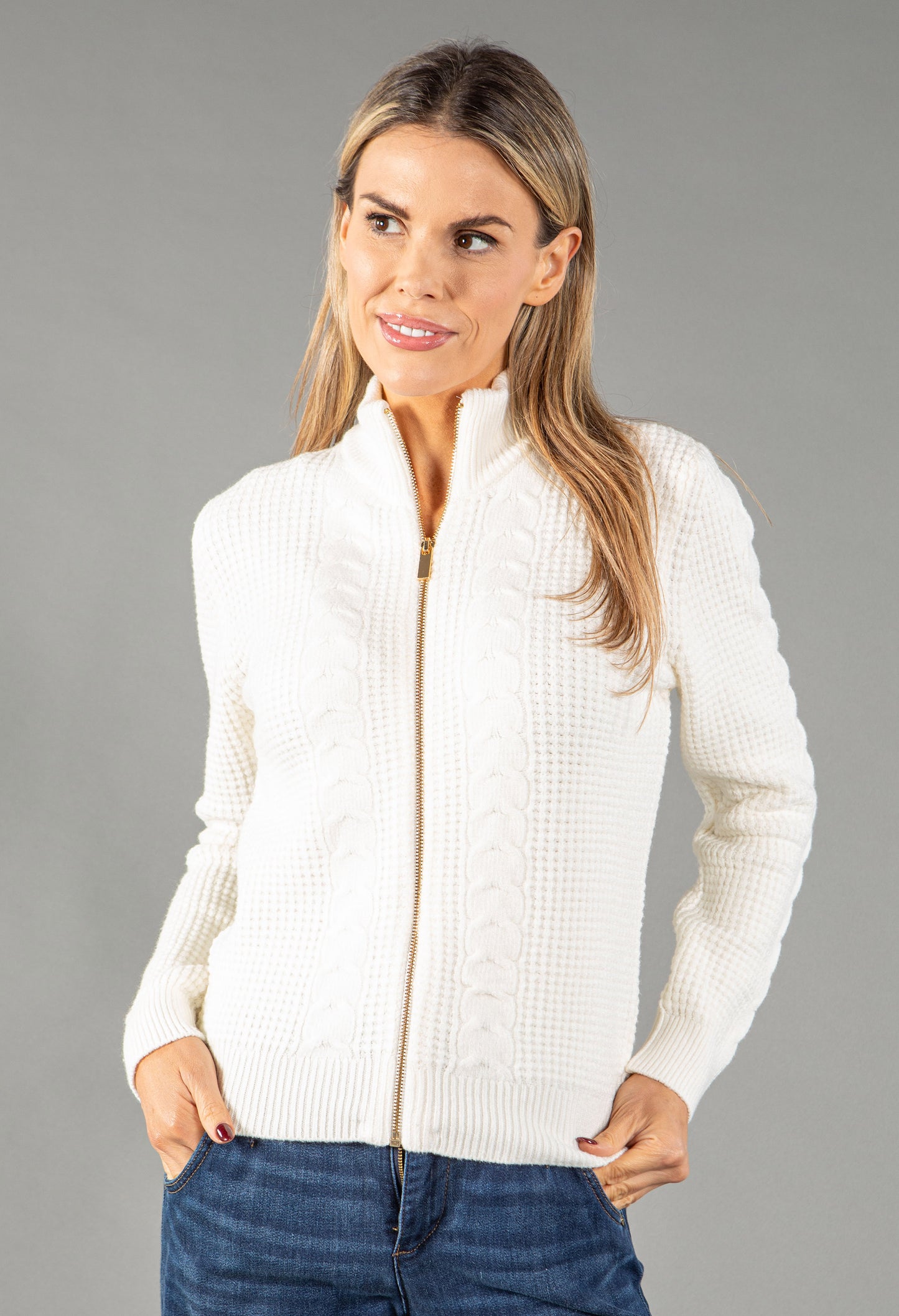 Cable Knit Zip Cardigan