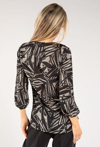 Zip Detail Abstract Print Top