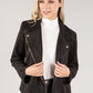 Suedette Sherpa Collar Biker Jacket