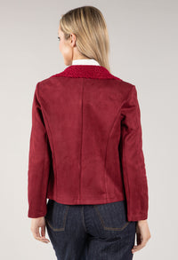 Suedette Sherpa Collar Biker Jacket