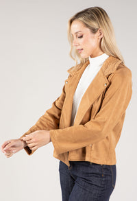 Suedette Sherpa Collar Biker Jacket