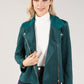 Suedette Sherpa Collar Biker Jacket