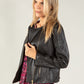 Vintage Leather Frill Detail Jacket