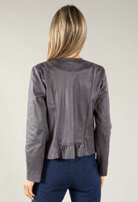 Vintage Leather Frill Detail Jacket