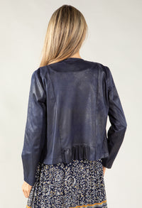 Vintage Leather Frill Detail Jacket