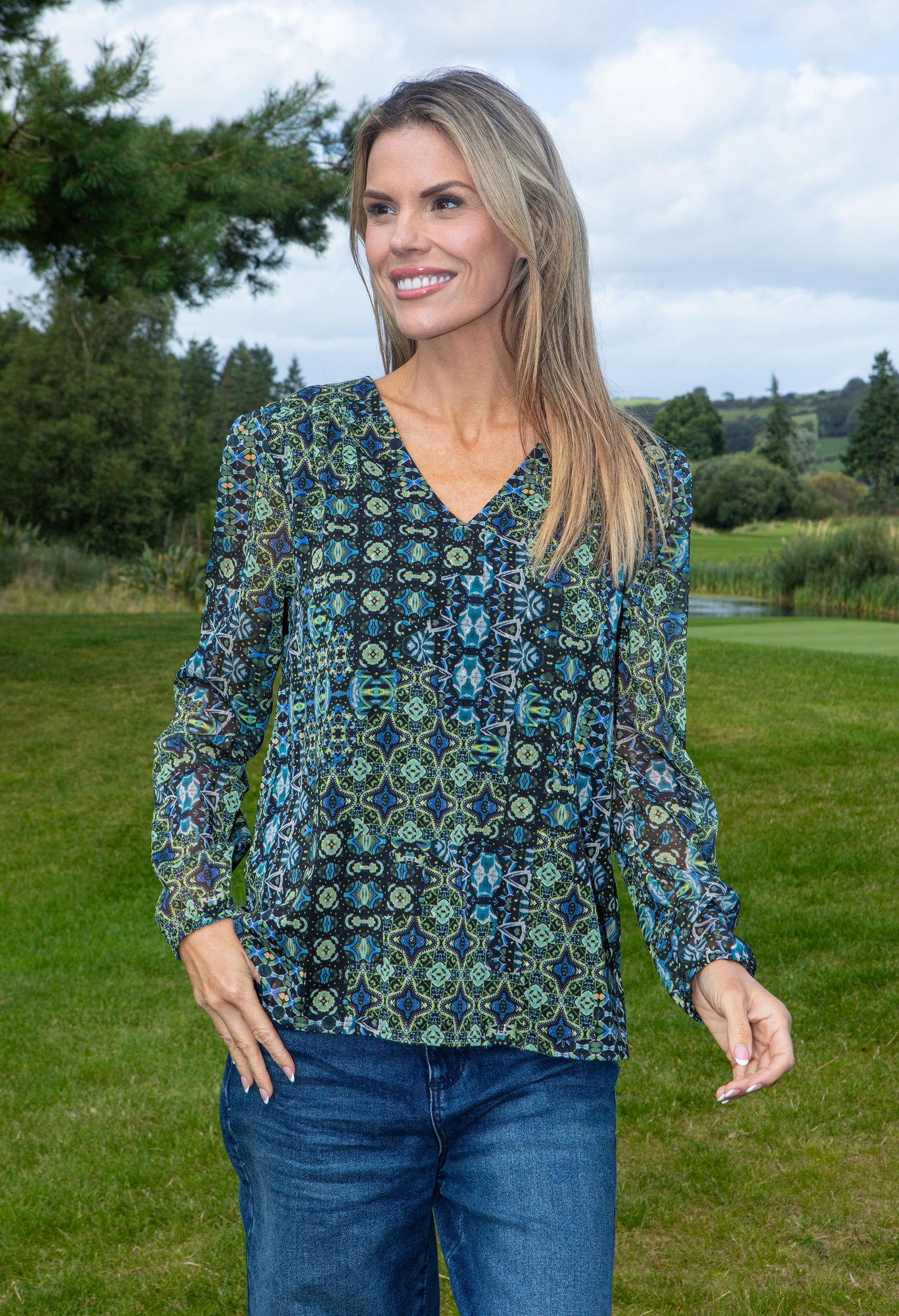 Kaleidoscope V Neck Top