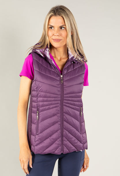 Padded Gilet with Abstract Print Lining