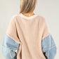 Denim Sleeve Chunky Knit