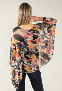 Colour Splash Waterfall Silk Top