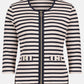 Striped Ribbed Zip Up Cardigan