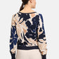 Fine Knit Floral Tie Waist Pullover