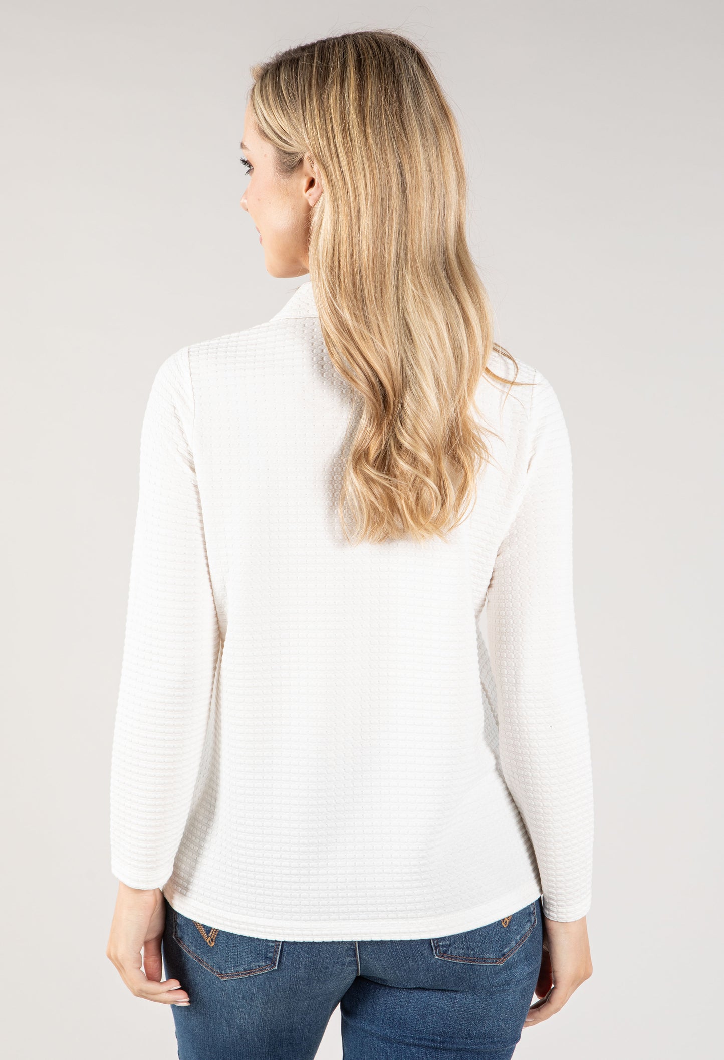 Waffle Textured Polo Neck Top