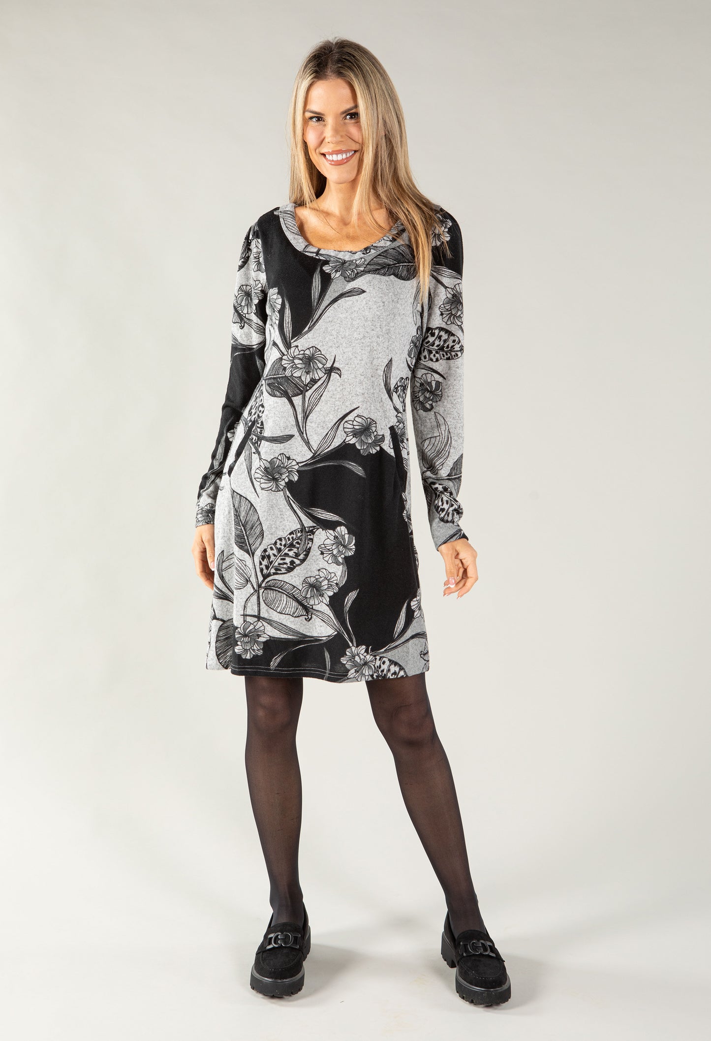 Long Sleeve Floral Shift Dress