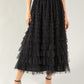 Tiered Ruffle Tulle Midi Skirt