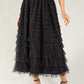 Tiered Ruffle Tulle Midi Skirt