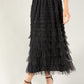 Tiered Ruffle Tulle Midi Skirt