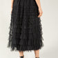 Tiered Ruffle Tulle Midi Skirt